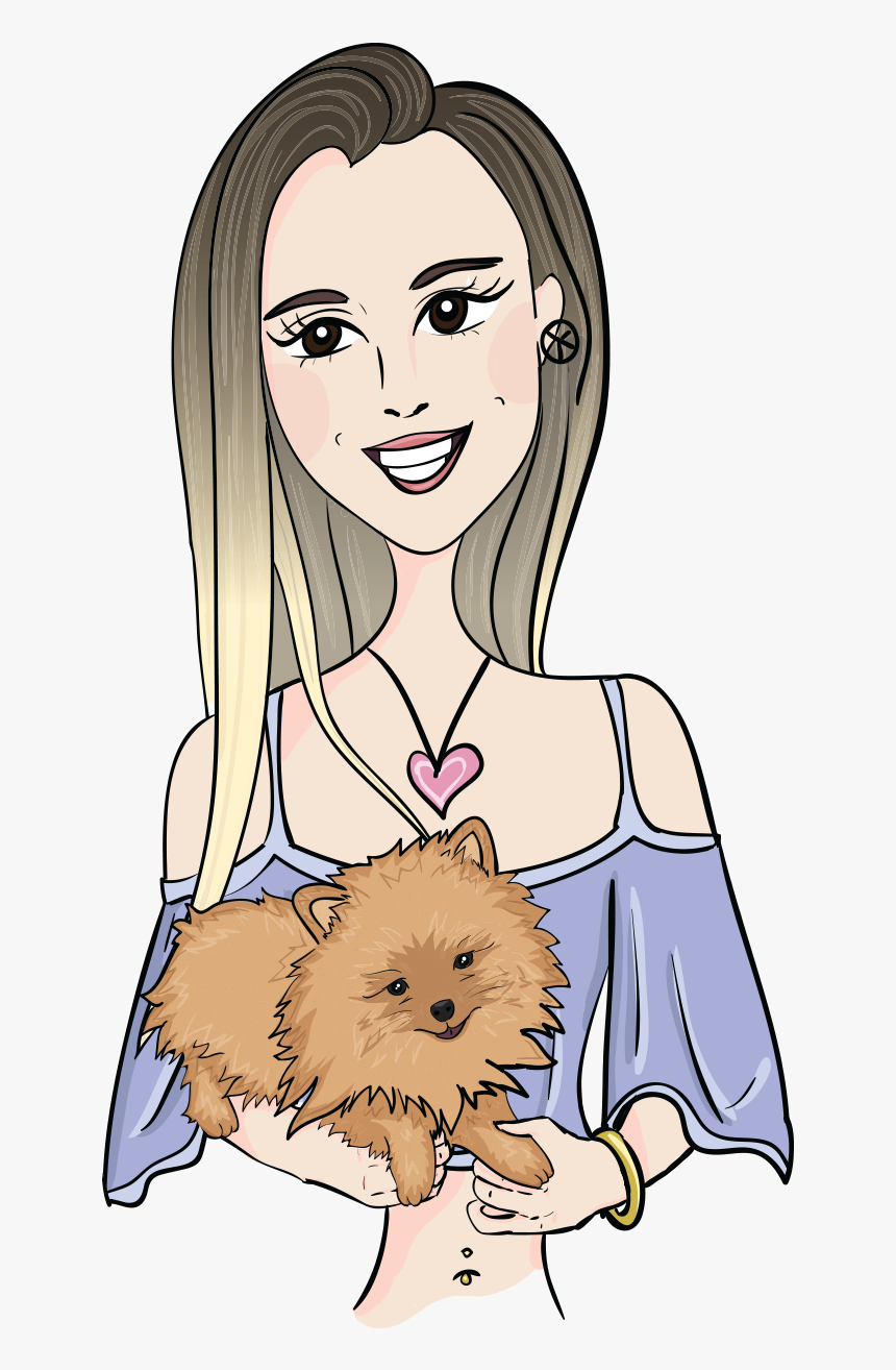 Cartoon Of A Pretty Girl Holding A Dog, HD Png Download