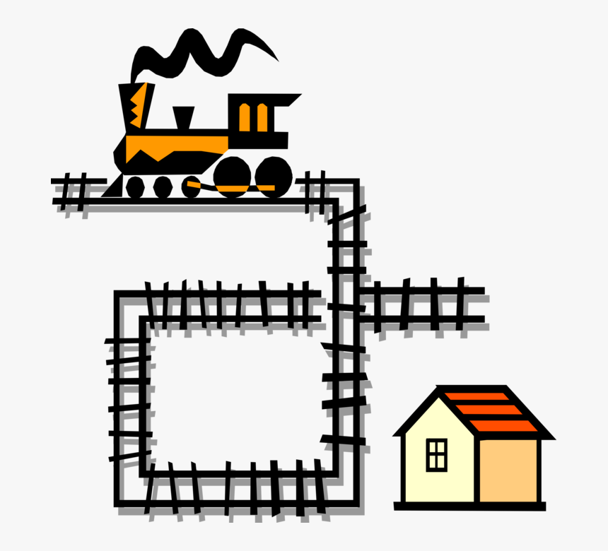Vector Illustration Of Rail Transport Speeding Locomotive - Railway, HD Png Download