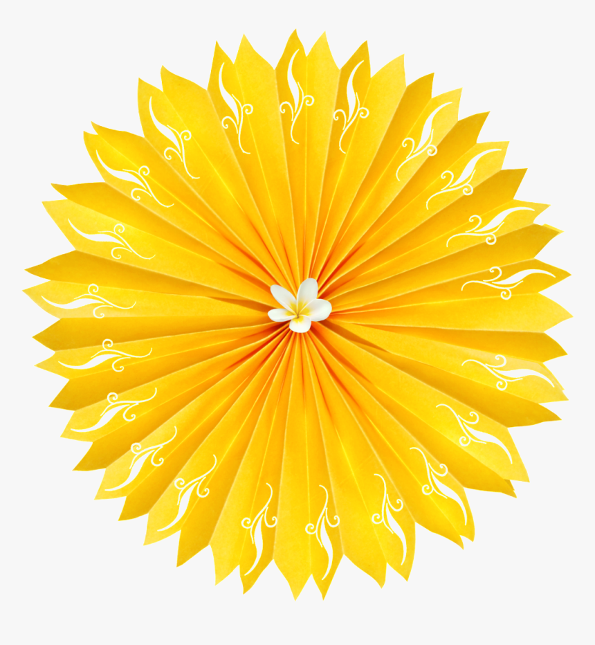 This Graphics Is Golden Folding Fan Flower Png Transparent - Yellow Flower White Background, Png Download
