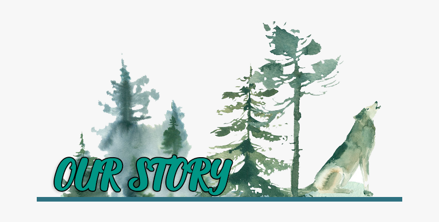 1340166917 Ourstory - Watercolor Wolf Forest, HD Png Download