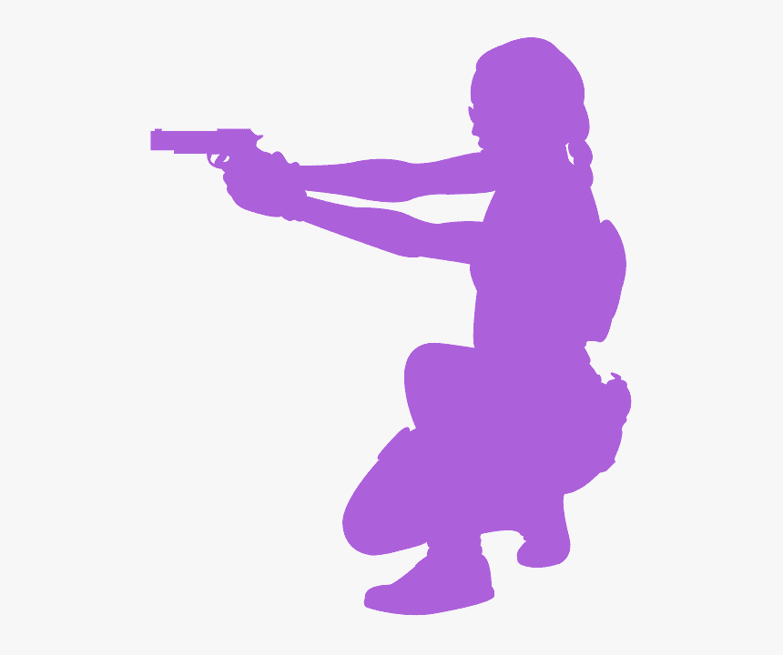 Woman With Gun Silhouette, HD Png Download