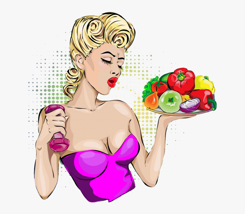 Fitness Woman With Vegetable Png Free Download Searchpng - Immagini Pin Up Fitness, Transparent Png