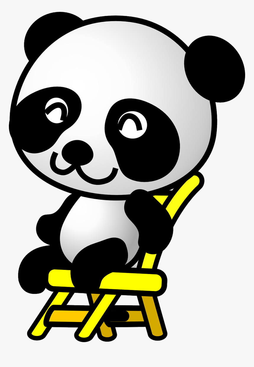 Panda Sitting On Chair, HD Png Download