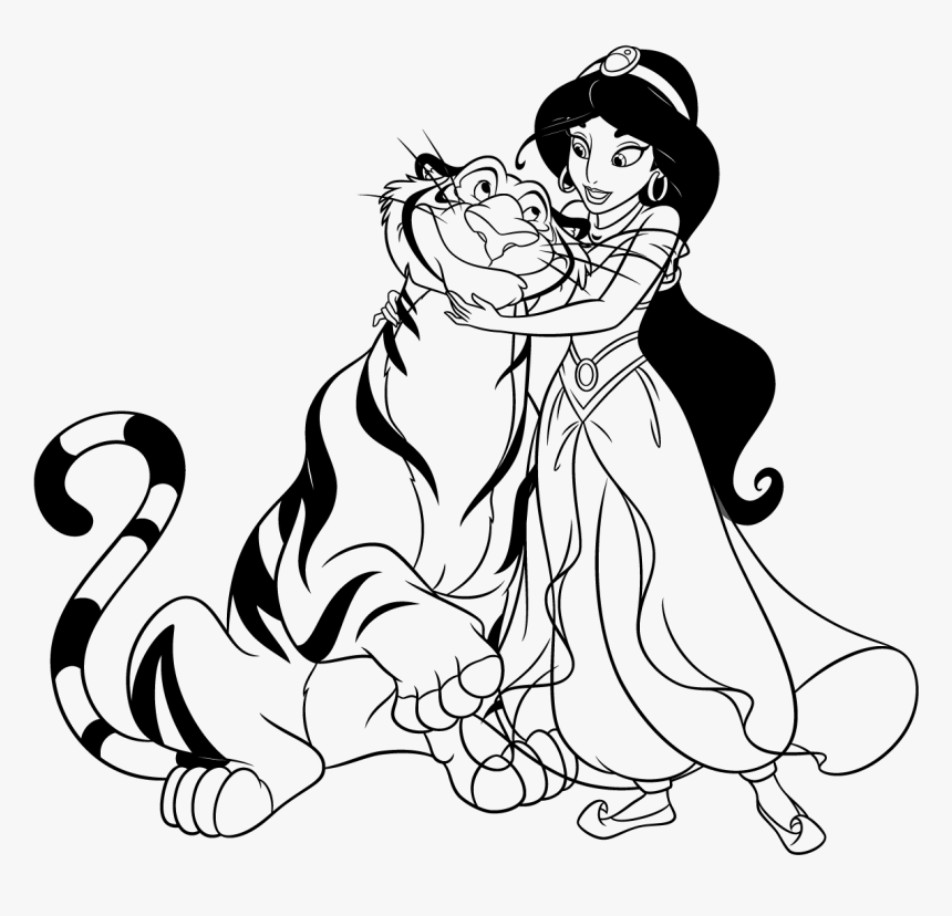 Drawn Tigres Tear - Princess Jasmine And Her Tiger Rajah, HD Png Download