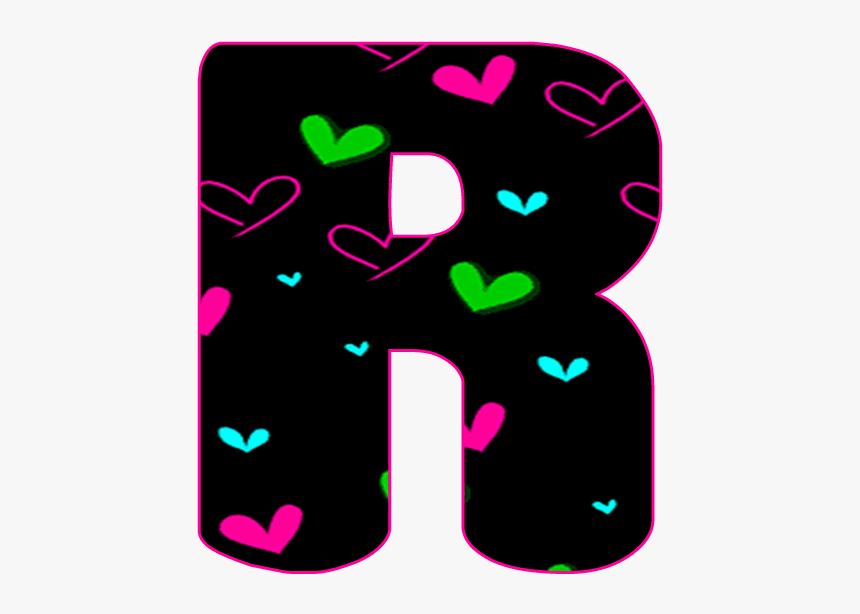Abecedario Negro Con Corazones Neón - Letras Del Abecedario Decoradas De Corazones, HD Png Download