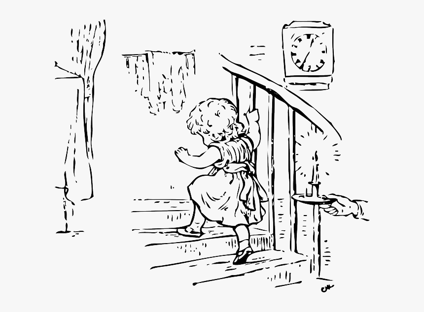 Black, Kid, Sleeping, Child, White, Bed, Stairs - Climbing Steps Clipart Black And White, HD Png Download