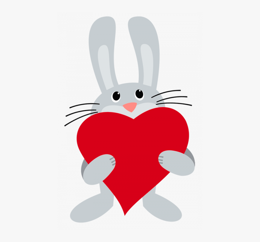 Bunnies With Heart Png Clipa - Bunny With Heart Clipart, Transparent Png