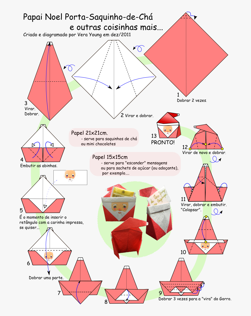 Origami Papai Noel Tutorial, HD Png Download