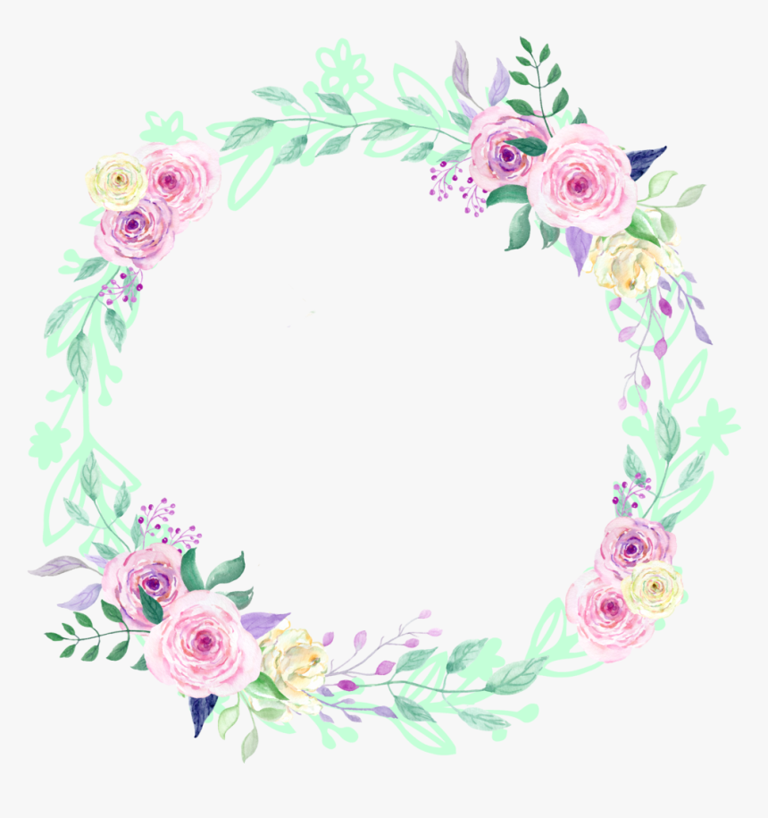 #watercolor #wreath #flowers #floral #decorative #png - Garden Roses, Transparent Png
