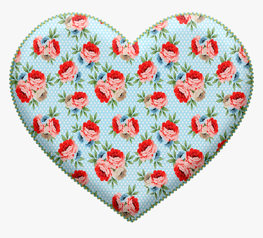 Stitched Heart, Floral Heart, Handmade, Needlework - Garden Roses, HD Png Download