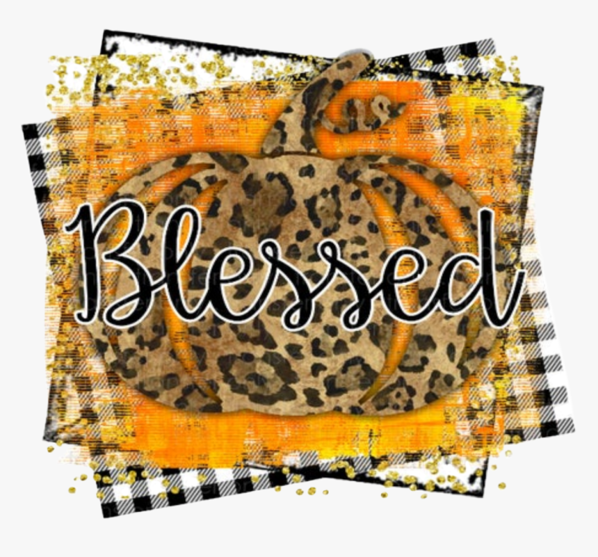 #pumpkin #buffalloplaid #blessed #gold #glitter #leopard - Wristlet, HD Png Download
