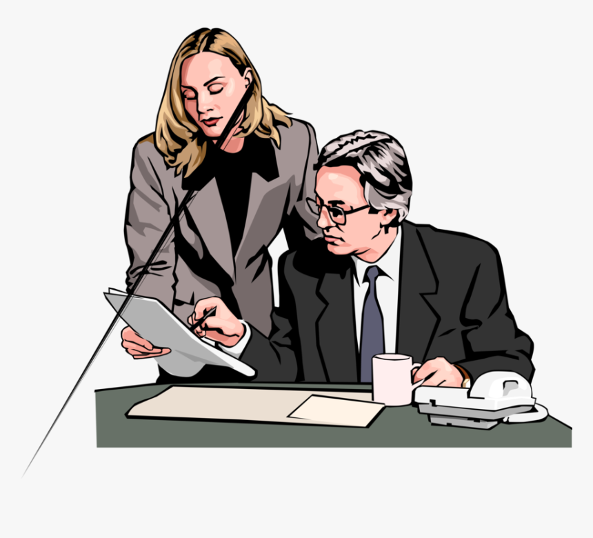 Vector Illustration Of Businessman And Woman Reading - Businessperson, HD Png Download