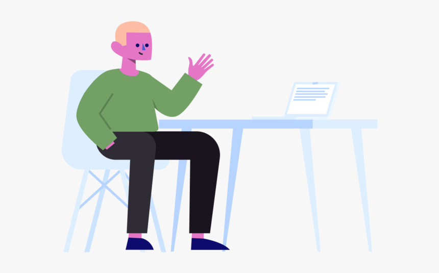 Someone At Desk - Sitting, HD Png Download