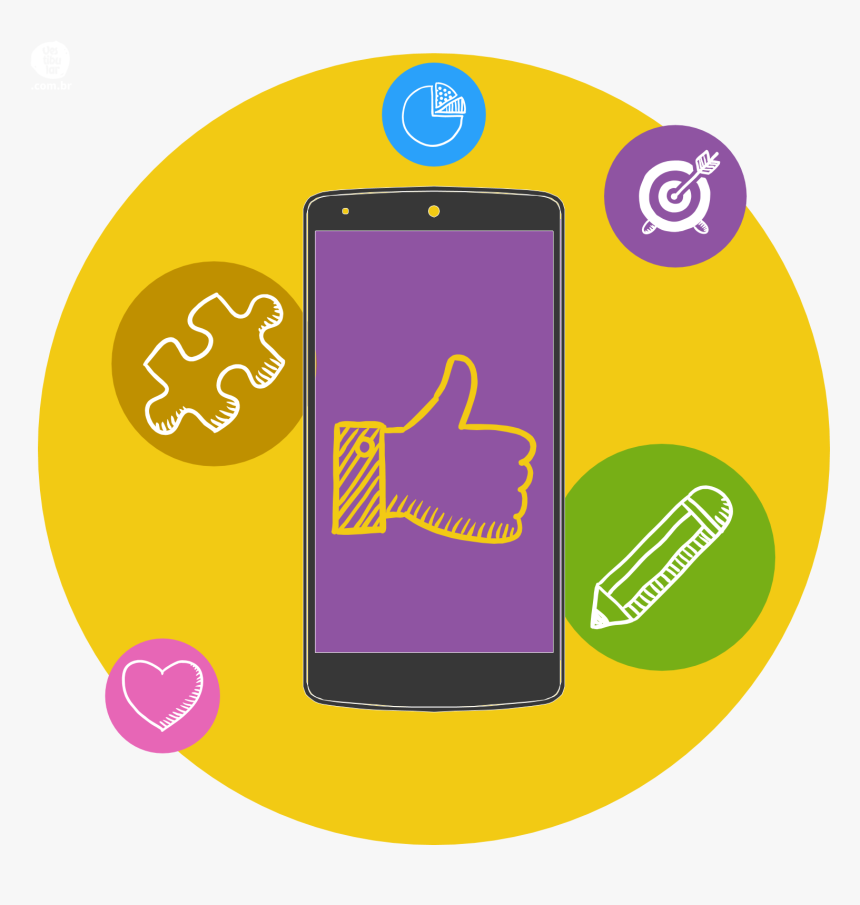 Ilustração Traz Celular Em Cinza Com Ícone De Curtir - Illustration, HD Png Download