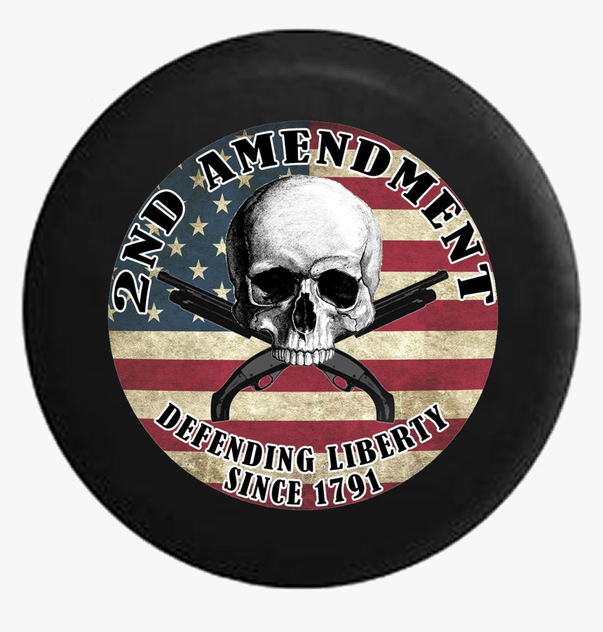 Skull Flag Crossed Guns America Defending Freedom 1791 - Emblem, HD Png Download