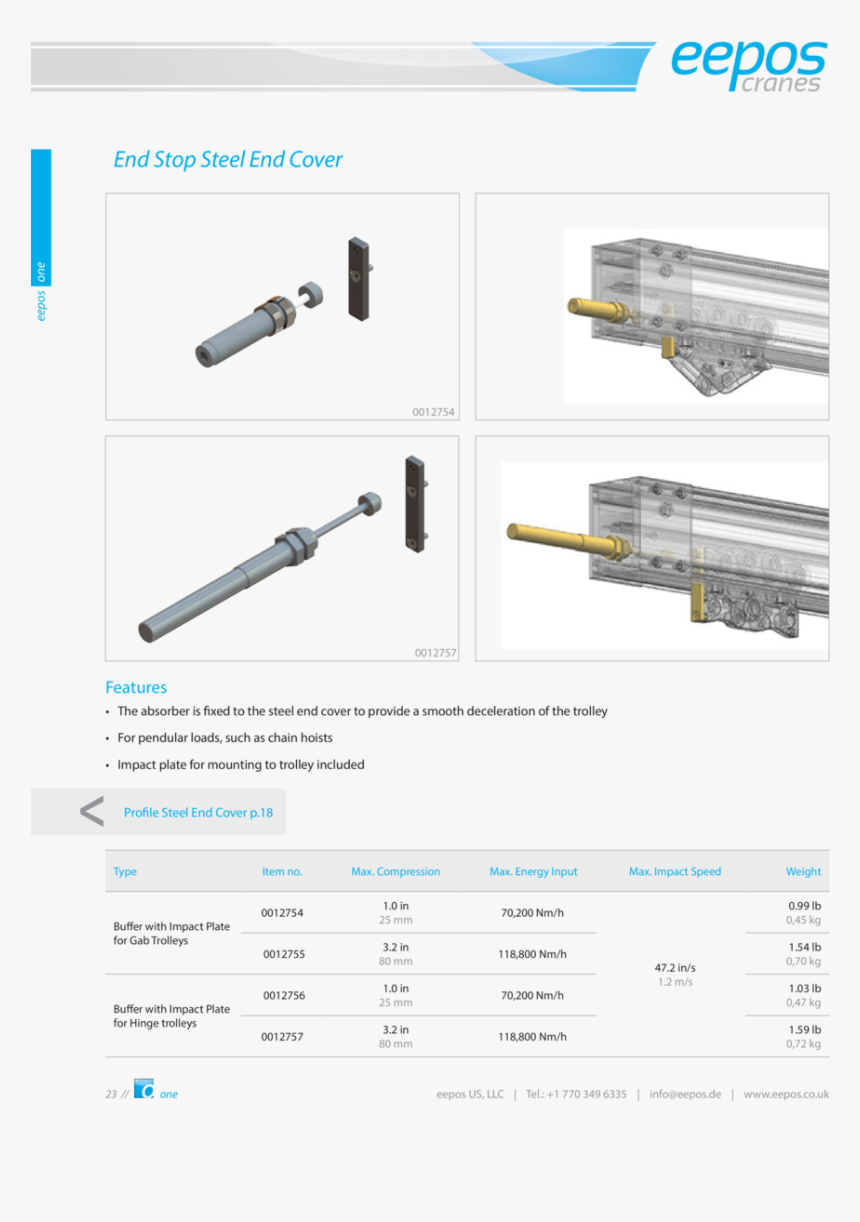 Eepos One End Stop Steel End Cover 0012754 0012757 - Firearm, HD Png Download