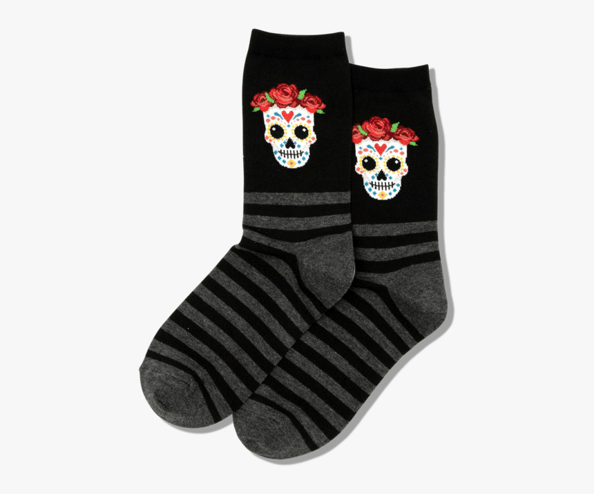 Women S Sugar Skull Crew Socks 
 Class Slick Lazy Image - Sock, HD Png Download