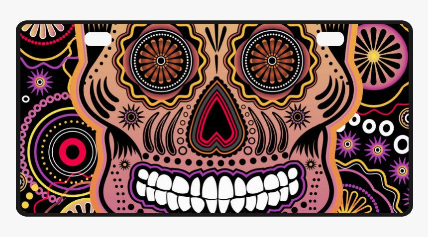 Candy Sugar Skull License Plate - Skull, HD Png Download