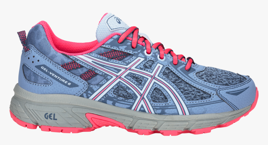 Asics Gel-venture 6 Gs Lace Blue Harmony/pink Cameo - 1014a077 400, HD Png Download