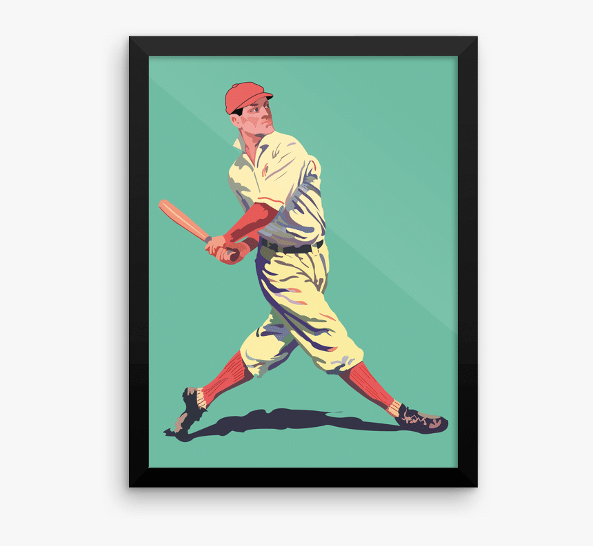 Retro Baseball Poster - Player, HD Png Download