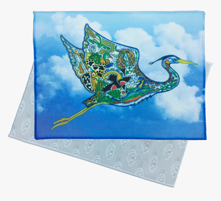 Flying Great Blue Heron Microfiber Cleaning Cloth 
 - Heron, HD Png Download