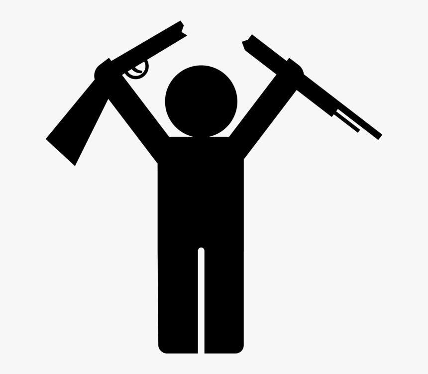 Silhouette,symbol,joint - Stick Man Gun Transparent, HD Png Download