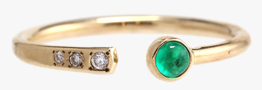 Dainty Colombian Emerald & Diamond Negative Space Ring - Engagement Ring, HD Png Download