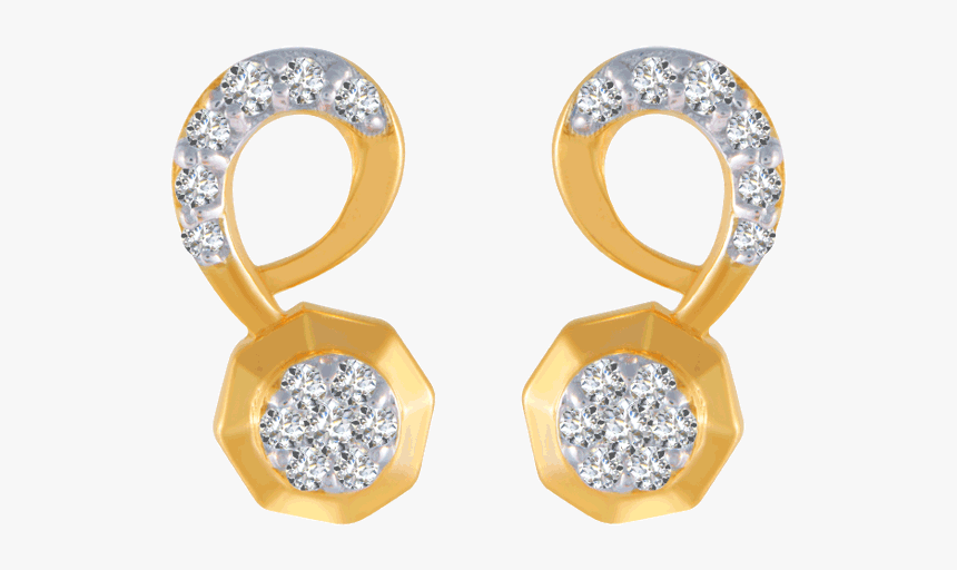 14kt Yellow Gold And Diamond Stud Earrings For Women - Earrings, HD Png Download