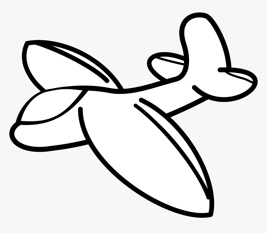 Airplane Cartoon Drawing Glider Black And White - Cartoon Glider, HD Png Download
