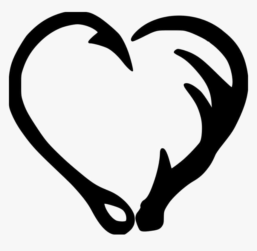 Hearts Clipart Fish Hook - Antler Heart Clip Art, HD Png Download
