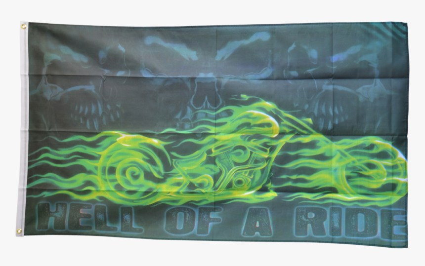 Skull Biker Hell Of A Ride Flag - Flag, HD Png Download