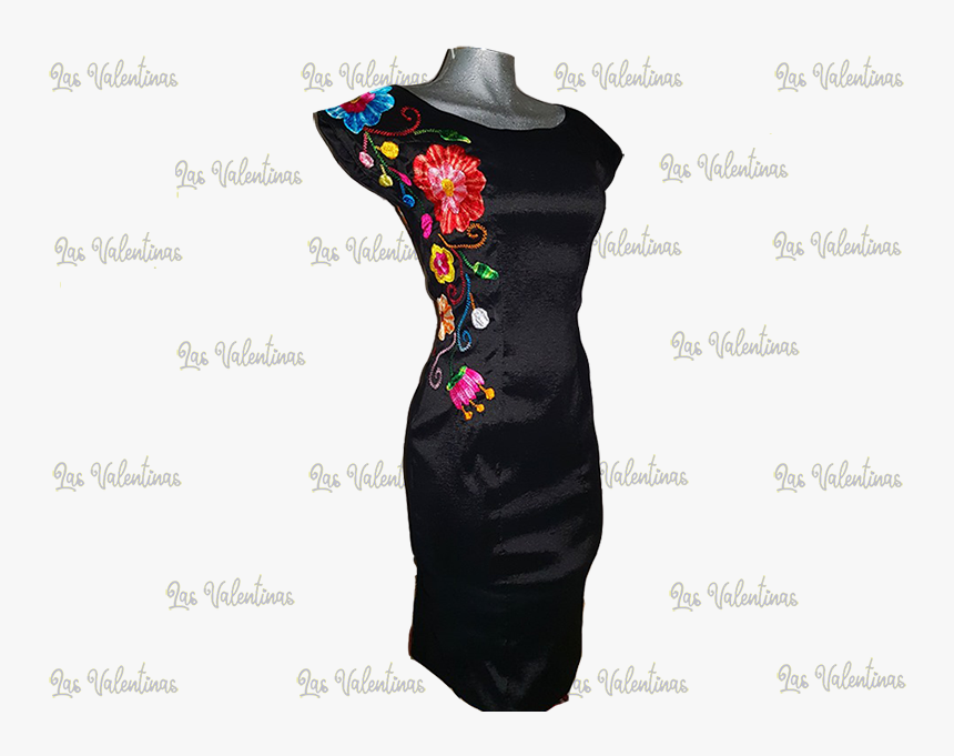 Vestidos Bordados En Color Negro, HD Png Download