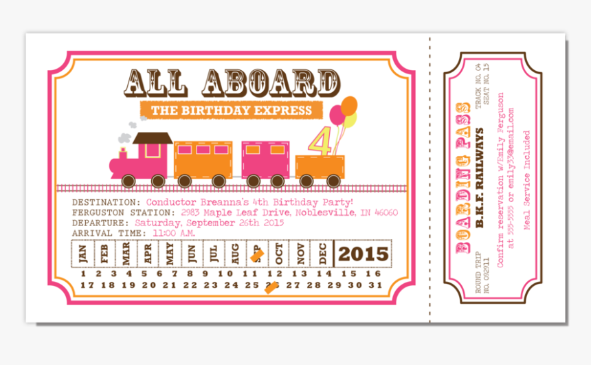 Train Ticket Pink Orange, HD Png Download , Transparent Png Image - PNGitem
