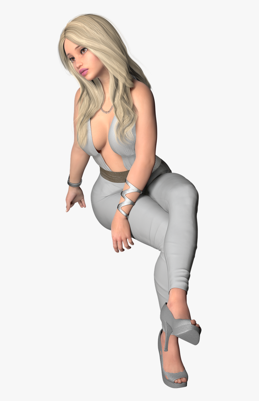 Sitting And Thinking Woman Png, Transparent Png