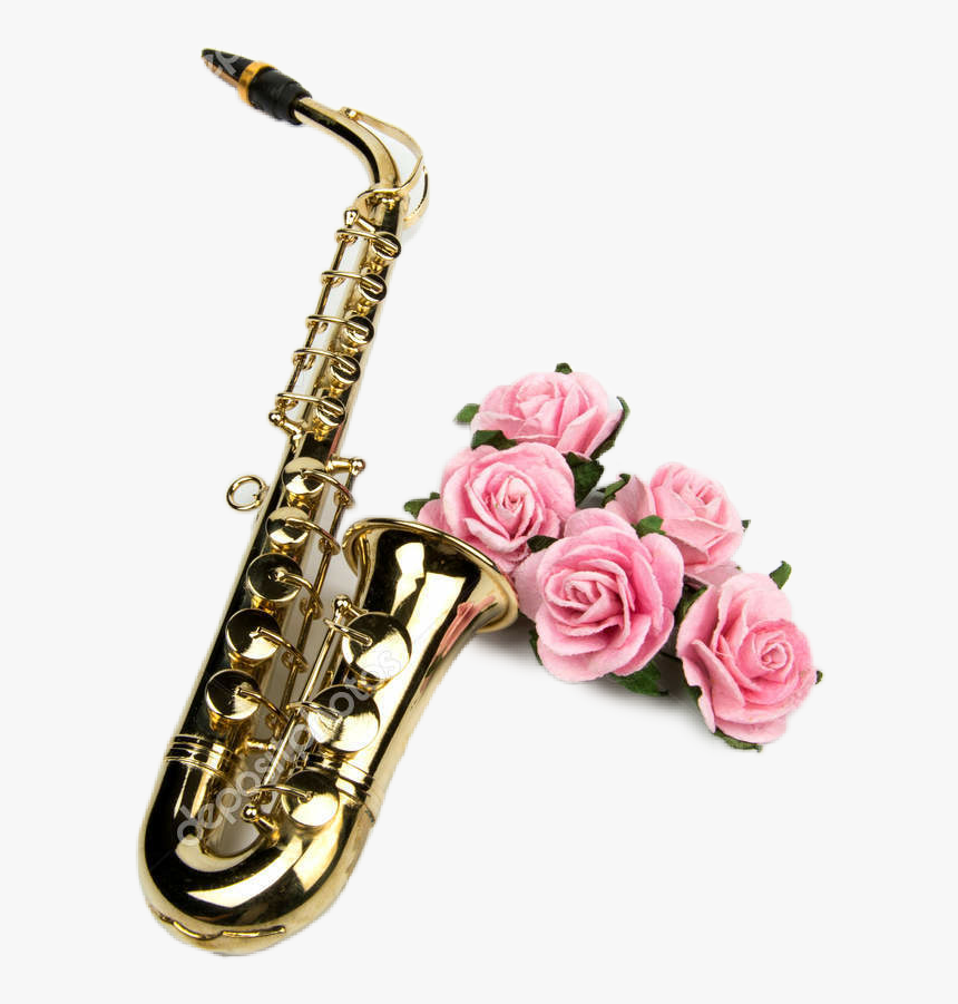 #sax #saxophone #saxofon #flores #flores #rosas #rosees - Saxophone Flatlay, HD Png Download