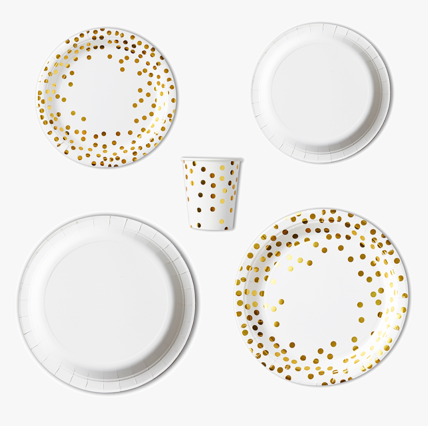 Gold Polka Dot Paper Plates Slider - Porcelain, HD Png Download