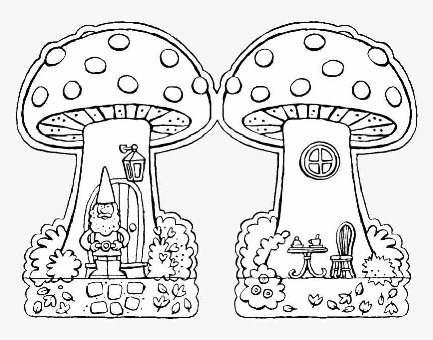 Make Your Own Toadstool Colouring Page Drawing Picture - Paddenstoel Knutselen, HD Png Download