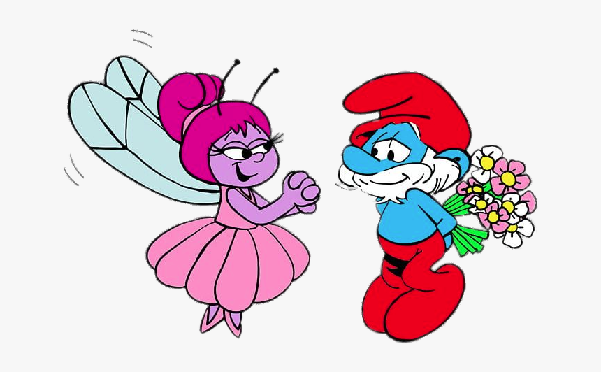Papa Smurf And Flower, HD Png Download