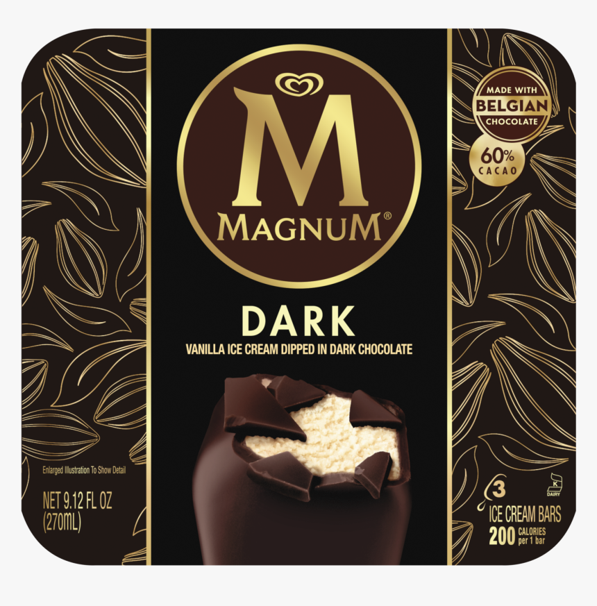 Dark Chocolate Ice Cream Bar - Magnum Chocolate Ice Cream Bars, HD Png Download
