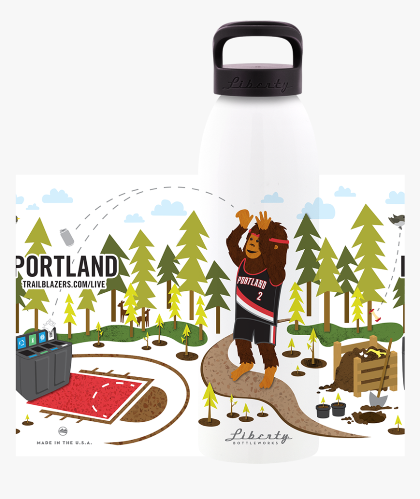 Portlandtrailblazers2 Small2 - Water Bottle, HD Png Download