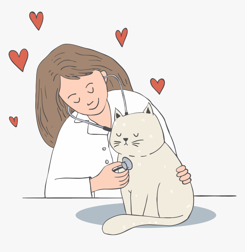 Cartoon Veterinarian Clipart Clip Art Freeuse Cartoon - Clip Art Veterinarian And Cat, HD Png Download