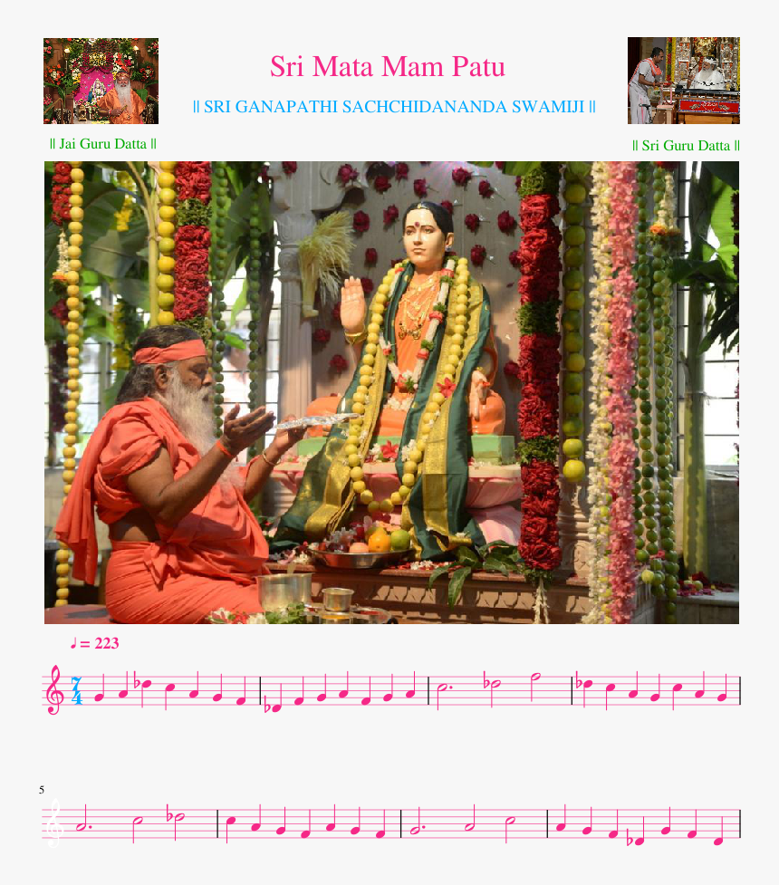 Sri Mata Mam Patu Sheet Music Composed By - Religion, HD Png Download