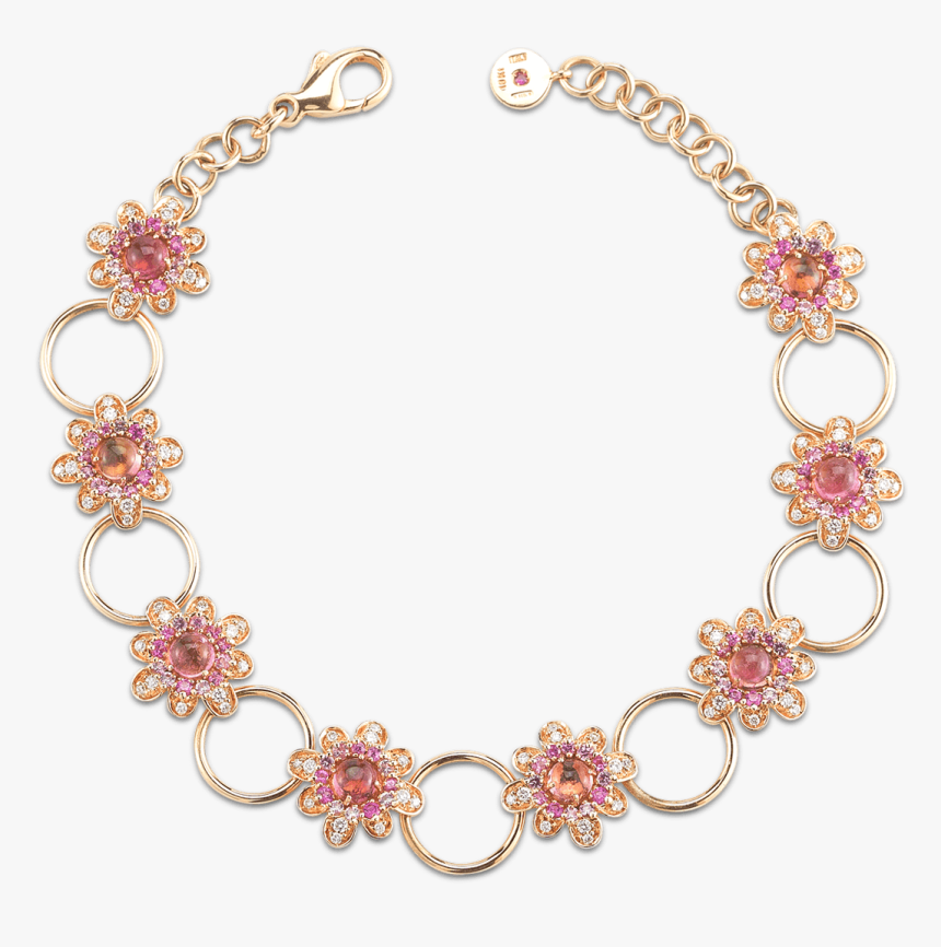 Roberto Coin Art Nouveau 18k Rose Gold Bracelet With - Blue White Red Bead Bracelet, HD Png Download