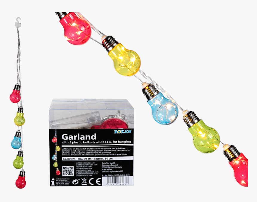 Guirnalda De Luces Con 5 Bombillas De Plástico Multicolor - Online Advertising, HD Png Download
