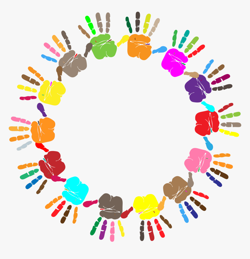 Prismatic Handprint Circle Clip Arts - Colorful Circle Frame Png, Transparent Png
