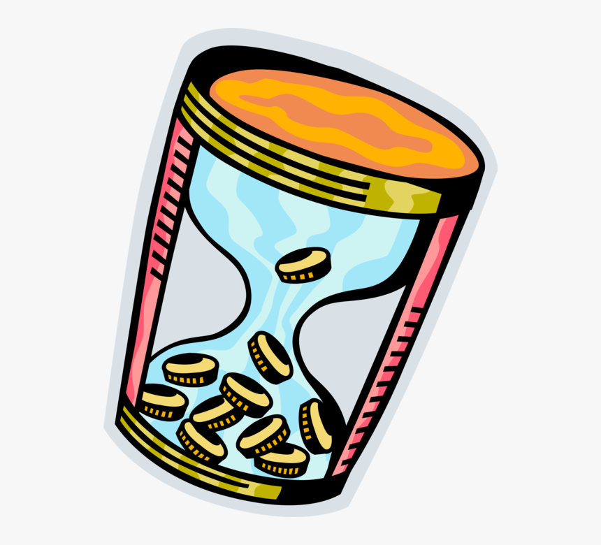 Vector Illustration Of Financial Time Is Money In Hourglass, HD Png Download