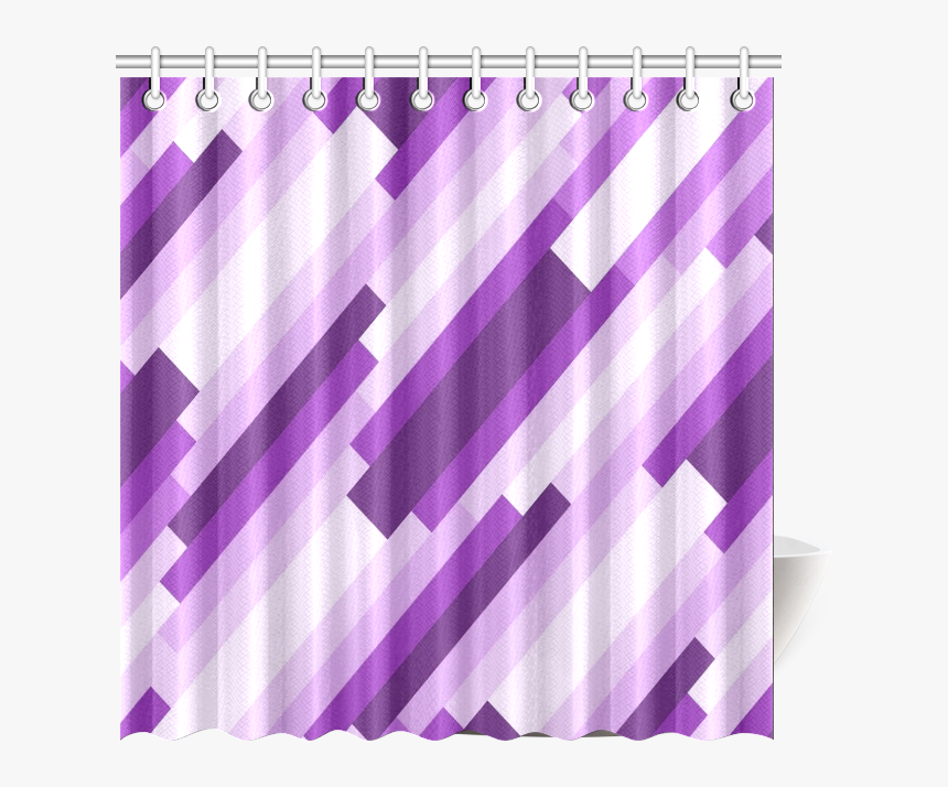 Shades Of Purple Diagonal Stripes Shower Curtain 69 - Curtain, HD Png Download