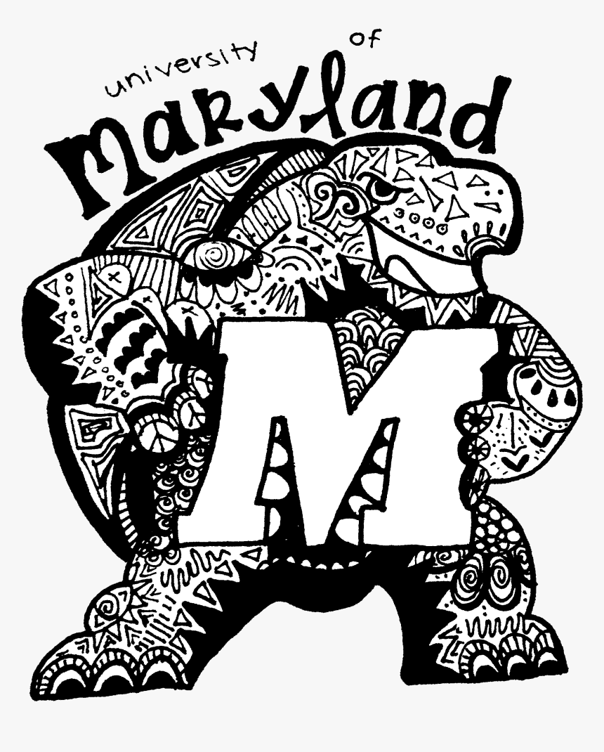 Umd Terrapin Zentangle - Umd Terrapin Cartoon, HD Png Download