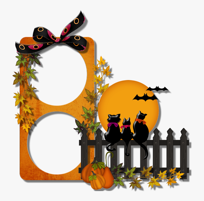 Halloween Picture Frames Pumpkin Clip Art - Clipart Cat On Fence, HD Png Download