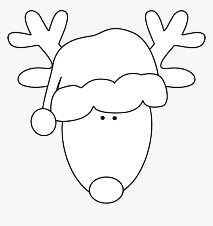 Free Png Download Santa Hatblack And White Png Images - Reindeer Head Clipart Black And White, Transparent Png